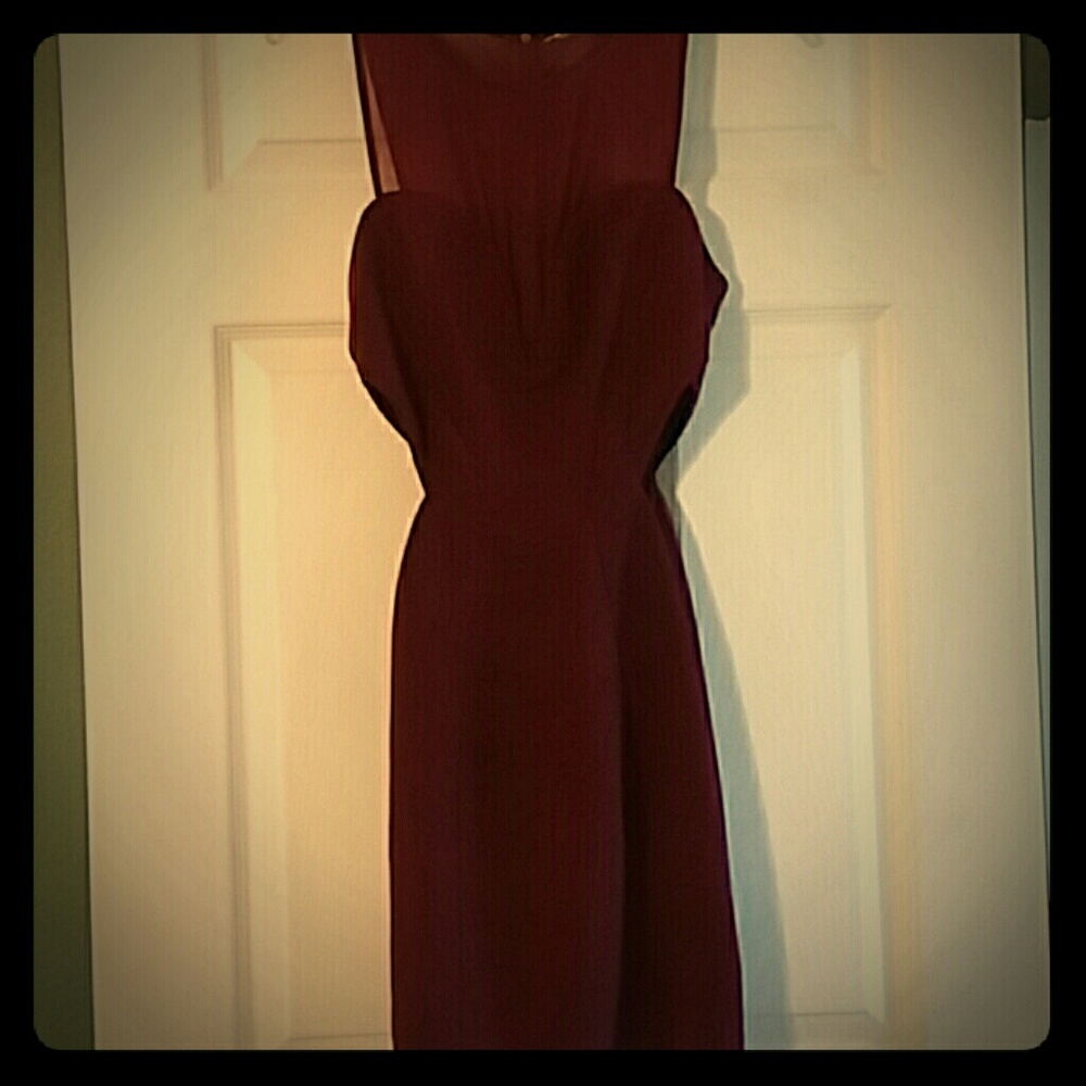 Burgundy side cutout party dress